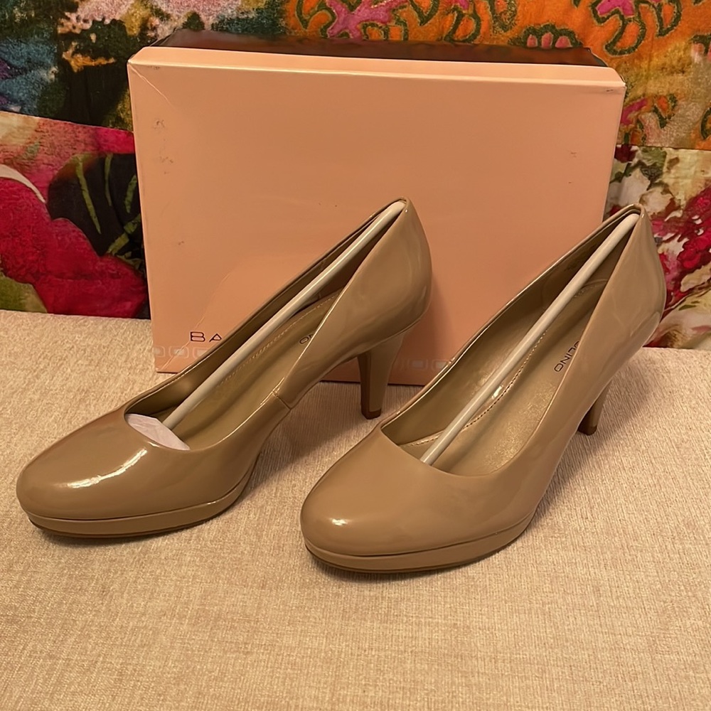 Bandolino Nude Patent Platform Pumps
